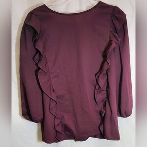 Olive & J Elegant Plum Ruffle Blouse